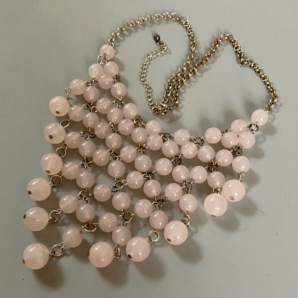 Vintage Pink & Silver Bib Necklace